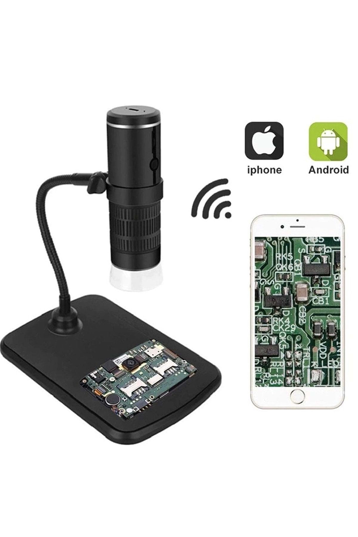 TriLine 1000x Wifi Dijital Led Kablosuz Pilli Mikroskop 1080p