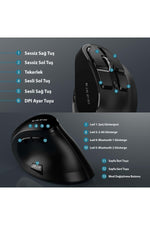 TriLine Bluetooth+2.4G Kablosuz Dikey Ergonomik Şarj Edilebilir Sessiz Mouse - Görsel 6