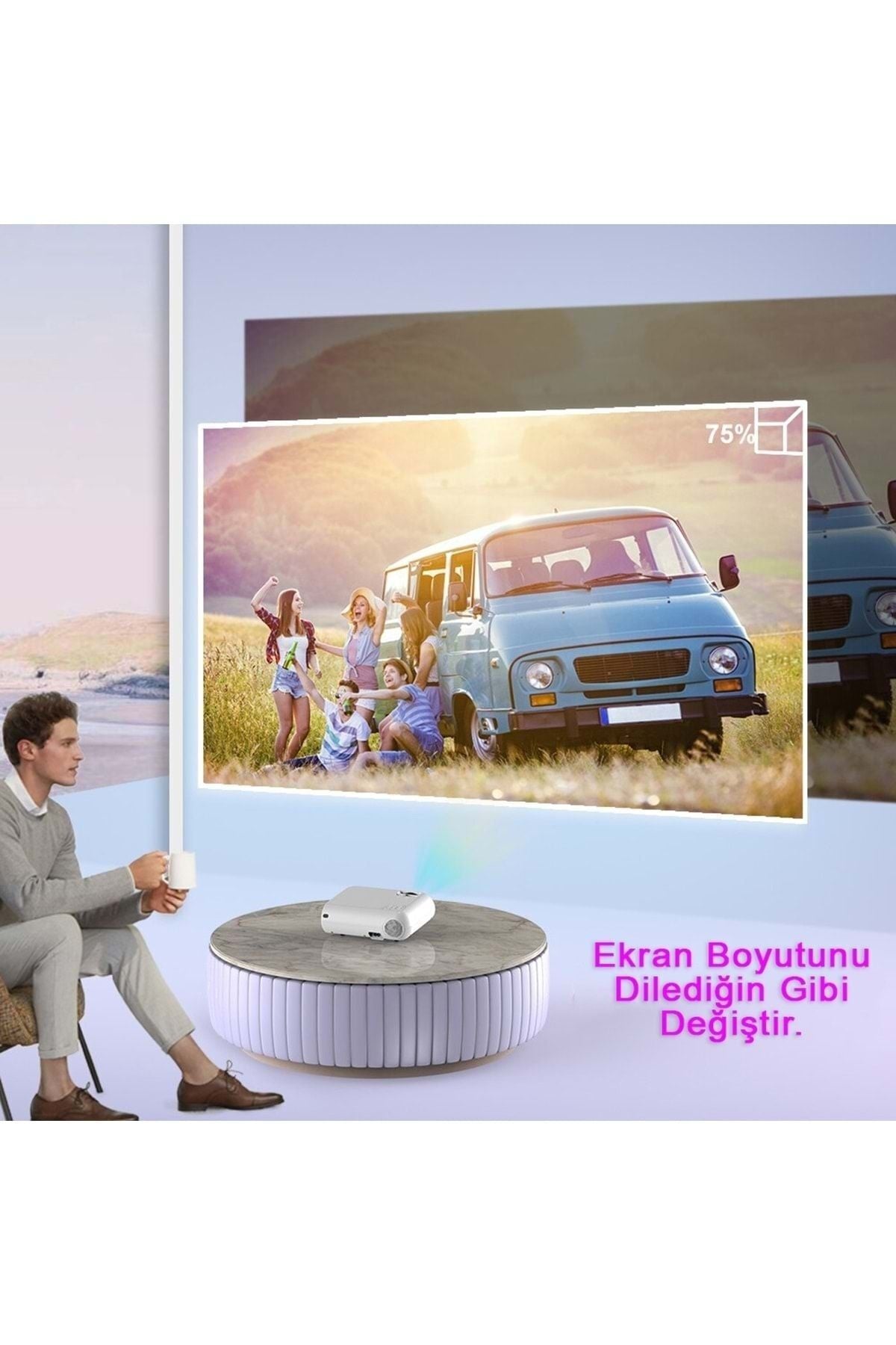 TriLine P62 Full Hd Destekli Wifi & Ios & Android Cep Tel Yansıtma Mini Projeksiyon Cihazı - Görsel 6