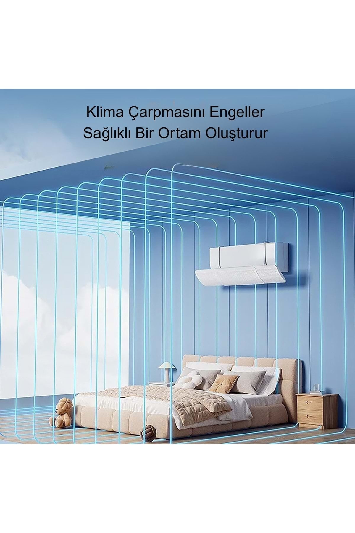 TriLine Split Klima Çarpma Önleyici Hava Kalkanı Ayarlanabilir Delikli Klima Siperliği Aparatı - Görsel 7