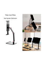 TriLine Monitör Tablet iPad Telefon Tutucu 12-16 İnç Universal Metal 360° Derece Döner Stand - Görsel 5