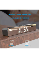 TriLine Bluetooth Hoparlör Şarjlı Ses Sistemi LED Ekran FM Çalar Saat Sıcaklık PC USB Aux Tf Kart - Görsel 4