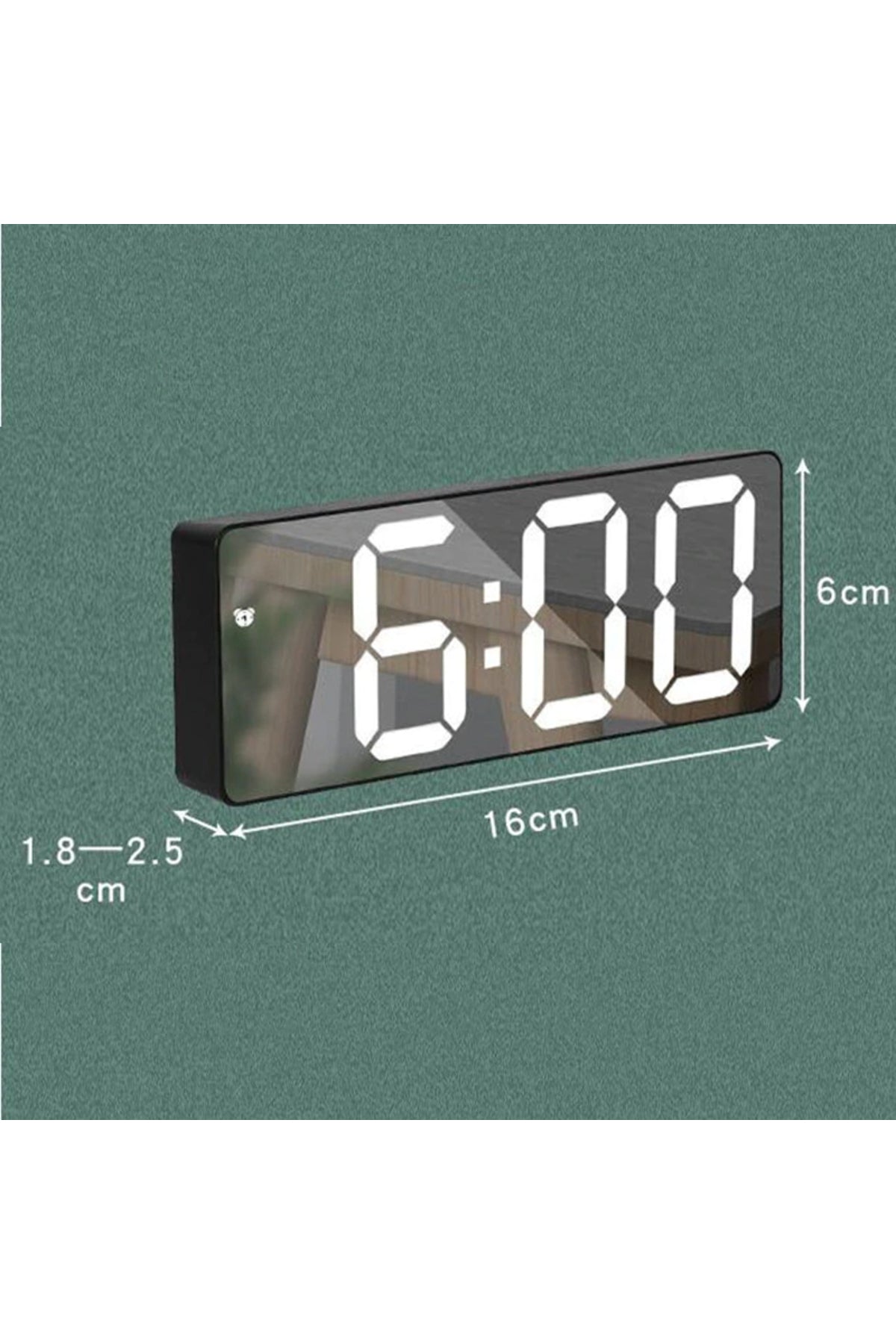 TriLine Aynalı Termometre Alarm Takvimli Led Dijital Modern Masa Saati/ADPT - Görsel 7