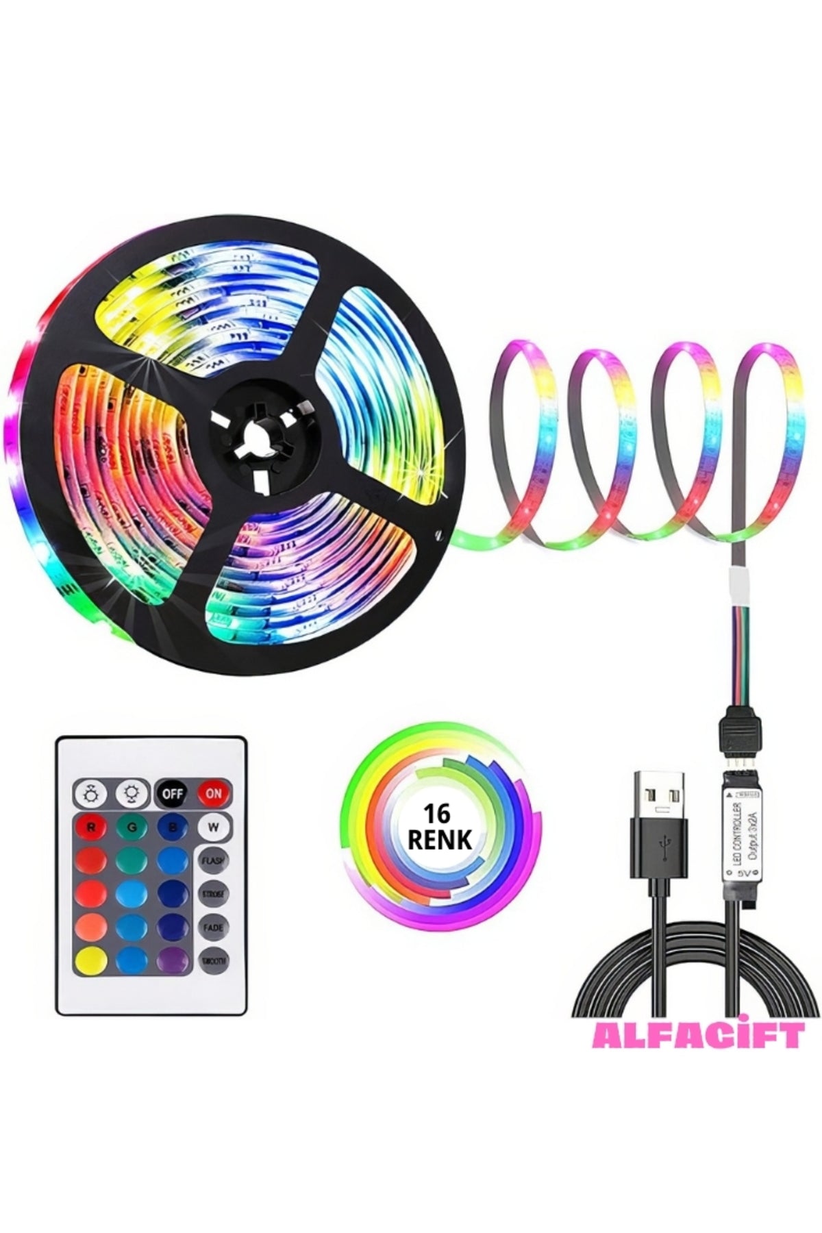 TriLine Tv Arkası Kumandalı 1 Metre Rgb Led Şerit Aydınlatma Seti- Renk Ve Parlaklık Ayarlı
