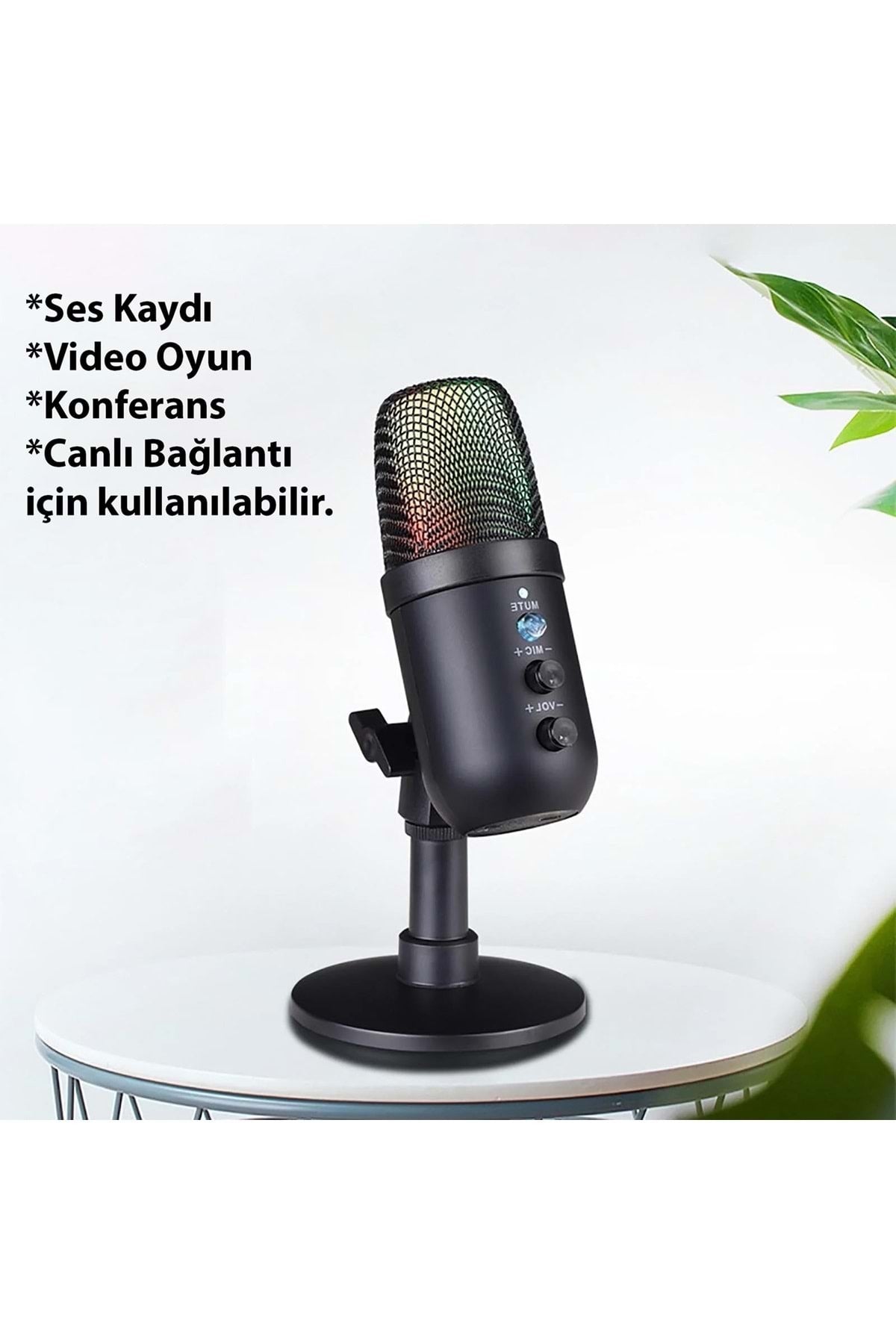 TriLine Profesyonel Kardioid RGB Oyuncu Stüdyo Kayıt Kablolu Podcast Mikrofonu - Görsel 5