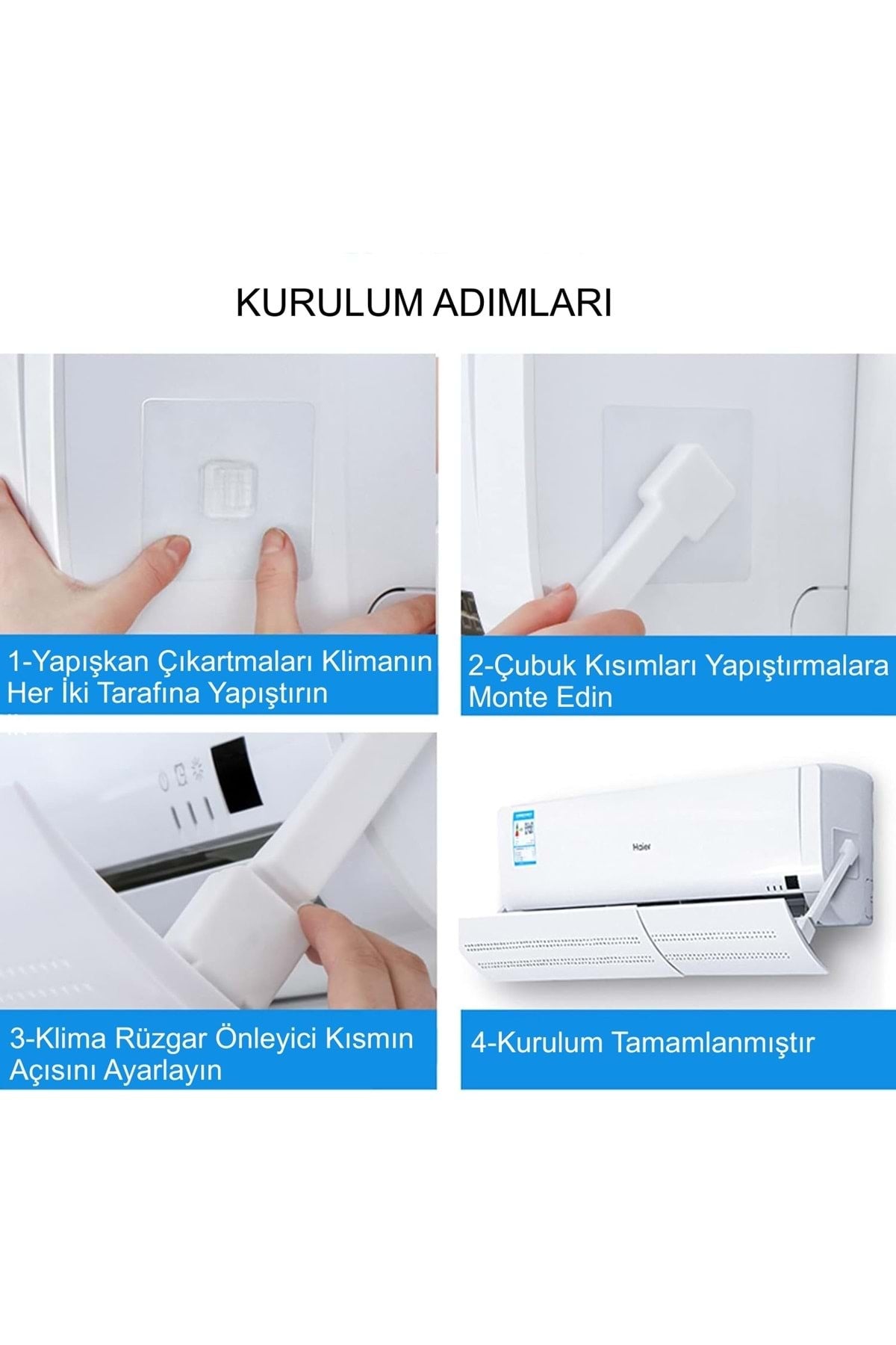 TriLine Delikli Ayarlanabilir 58-105 CM Klima Hava Yönlendirici Klima Aparatı Klima Siperliği - Görsel 6