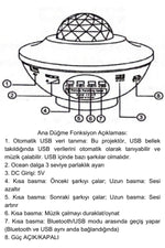 TriLine Yıldızlı Bluetooth Hoparlör Tavan Projektör-galaksi Lazer Işık Ve Led Disko Topu Parti Gece Lambası - Görsel 2