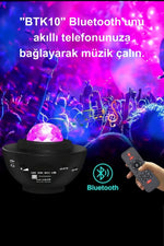 TriLine Yıldızlı Bluetooth Hoparlör Tavan Projektör-galaksi Lazer Işık Ve Led Disko Topu Parti Gece Lambası - Görsel 4