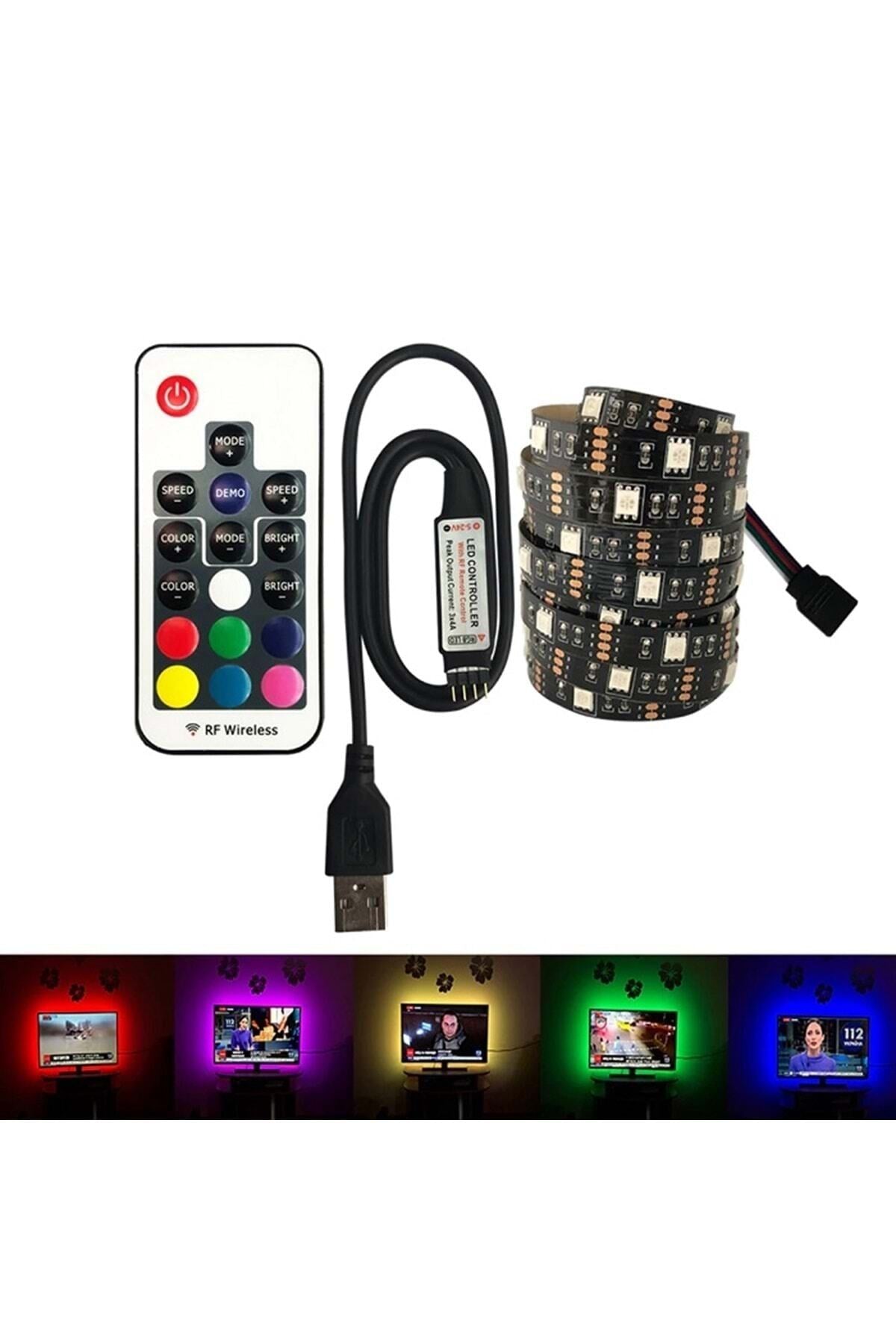 TriLine Tv Arkası 1 Metre Rgb Led Şerit Işık- 16 Renk, Uzaktan Kumandalı, Dimmer Ayarlı Silikonlu