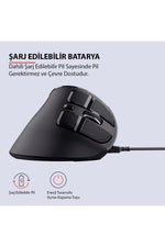 TriLine Bluetooth+2.4G Kablosuz Dikey Ergonomik Şarj Edilebilir Sessiz Mouse - Görsel 8