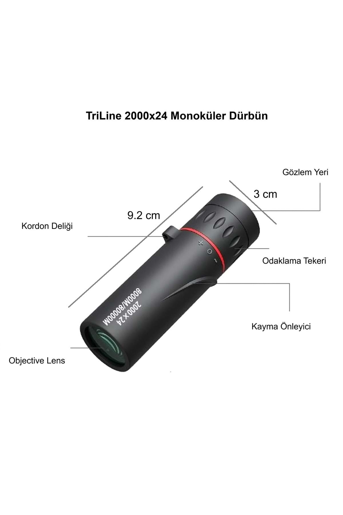 TriLine 2000x24 Zoom Monoküler Mini Taşınabilir HD Dürbün Su Geçirmez Tripod Telefon Tutacağı - Görsel 7