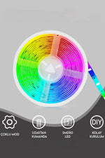TriLine Tv Arkası 3 Metre Rgb Led Şerit Işık- 16 Renk, Uzaktan Kumandalı, Dimmer Ayarlı Silikonlu - Görsel 6
