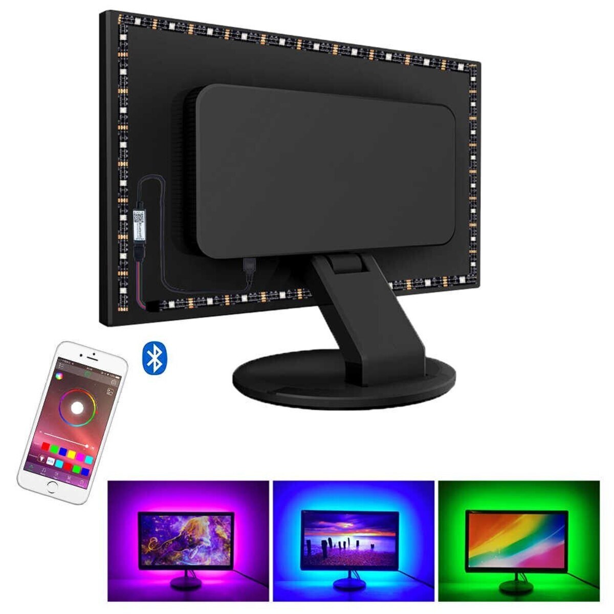 TriLine Bluetooth TV Arkası RGB Usb Şerit Led Aydınlatma 16 Renk - 3METRE - Görsel 5