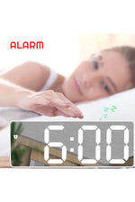 TriLine Aynalı Termometre Alarm Takvimli Led Dijital Modern Masa Saati/ADPT - Görsel 3