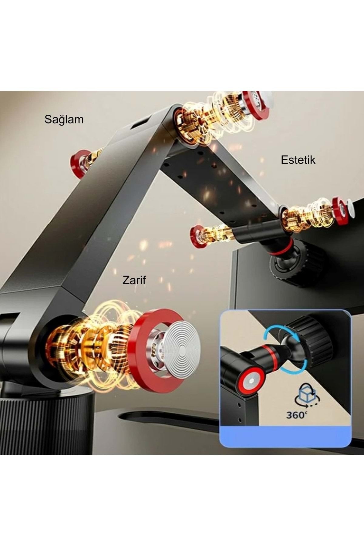 TriLine Monitör Tablet iPad Telefon Tutucu 12-16 İnç Universal Metal 360° Derece Döner Stand - Görsel 6