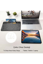 TriLine 78 Yuvarlak Tuşlu İngilizce Bluetooth Tablet Telefon Klavyesi Şarjlı Mini Boy 29x16cm - Görsel 5