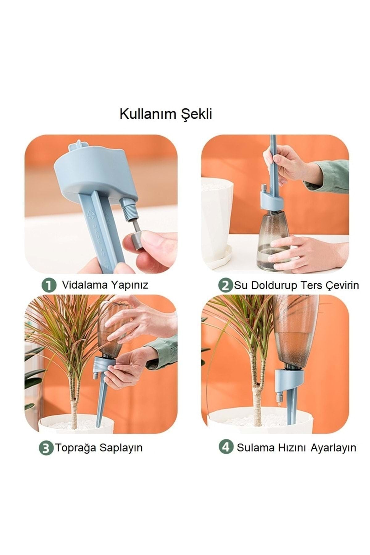TriLine Otomatik Ayarlı 3 Adet Sulama Saksı Çiçek Su Damlatıcı Zamanlama Sulama Kabı - Görsel 5