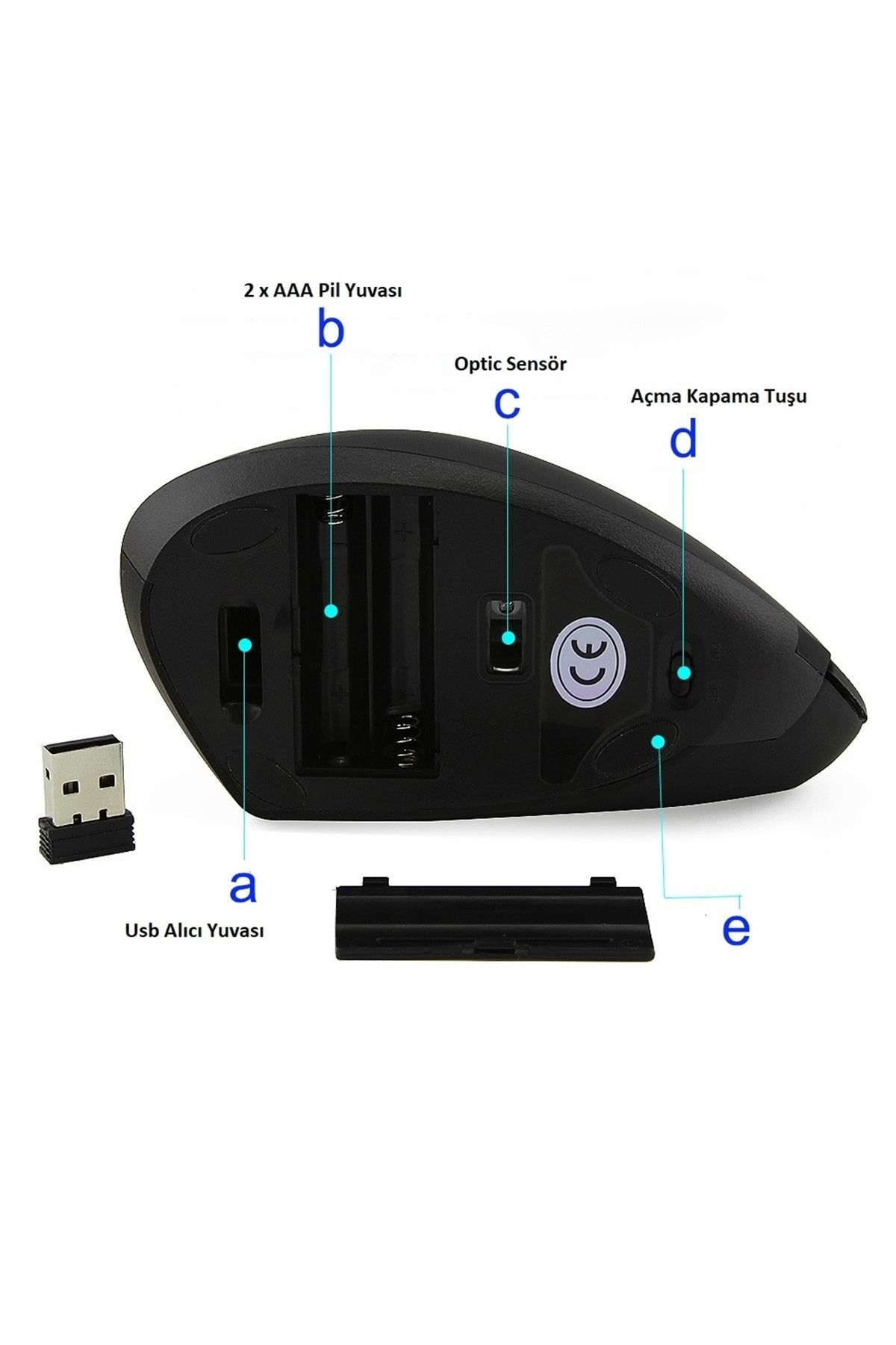 TriLine Kablosuz Ergonomik Dikey Mouse 800/1200/1600 Dpı - Görsel 6