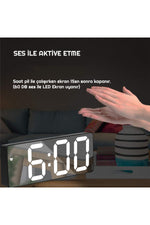 TriLine Aynalı Termometre Alarm Takvimli Led Dijital Modern Masa Saati/ADPT - Görsel 5