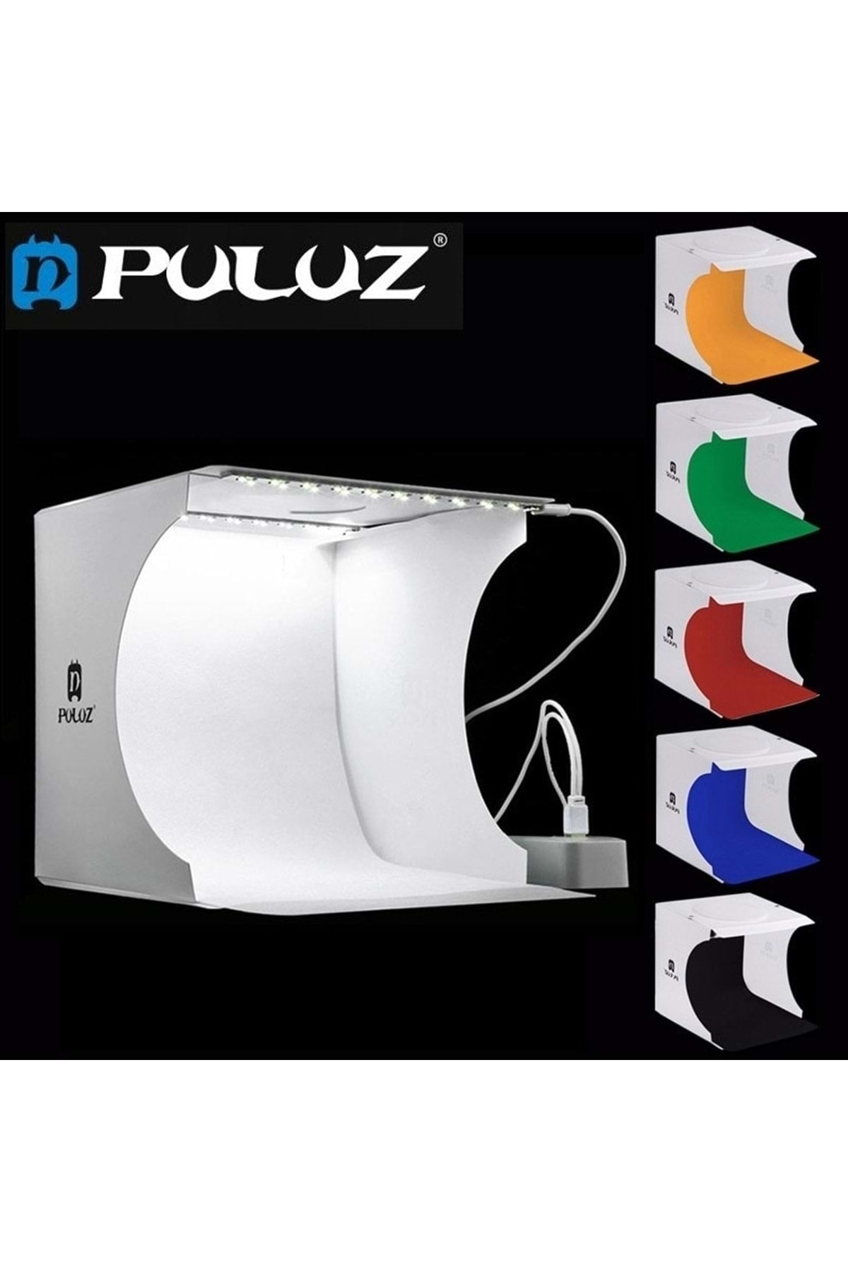 TriLine Puluz 2x20 Led Işıklı 6 Fonlu Fotoğraf Çekim Çadırı 20x20 Cm