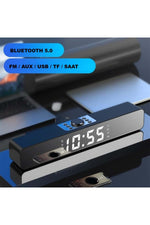 TriLine Bluetooth Hoparlör Şarjlı Ses Sistemi LED Ekran FM Çalar Saat Sıcaklık PC USB Aux Tf Kart