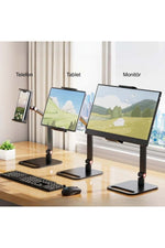 TriLine Monitör Tablet iPad Telefon Tutucu 12-16 İnç Universal Metal 360° Derece Döner Stand - Görsel 2