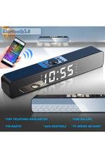 TriLine Bluetooth Hoparlör Şarjlı Ses Sistemi LED Ekran FM Çalar Saat Sıcaklık PC USB Aux Tf Kart - Görsel 3