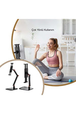 TriLine Monitör Tablet iPad Telefon Tutucu 12-16 İnç Universal Metal 360° Derece Döner Stand - Görsel 7