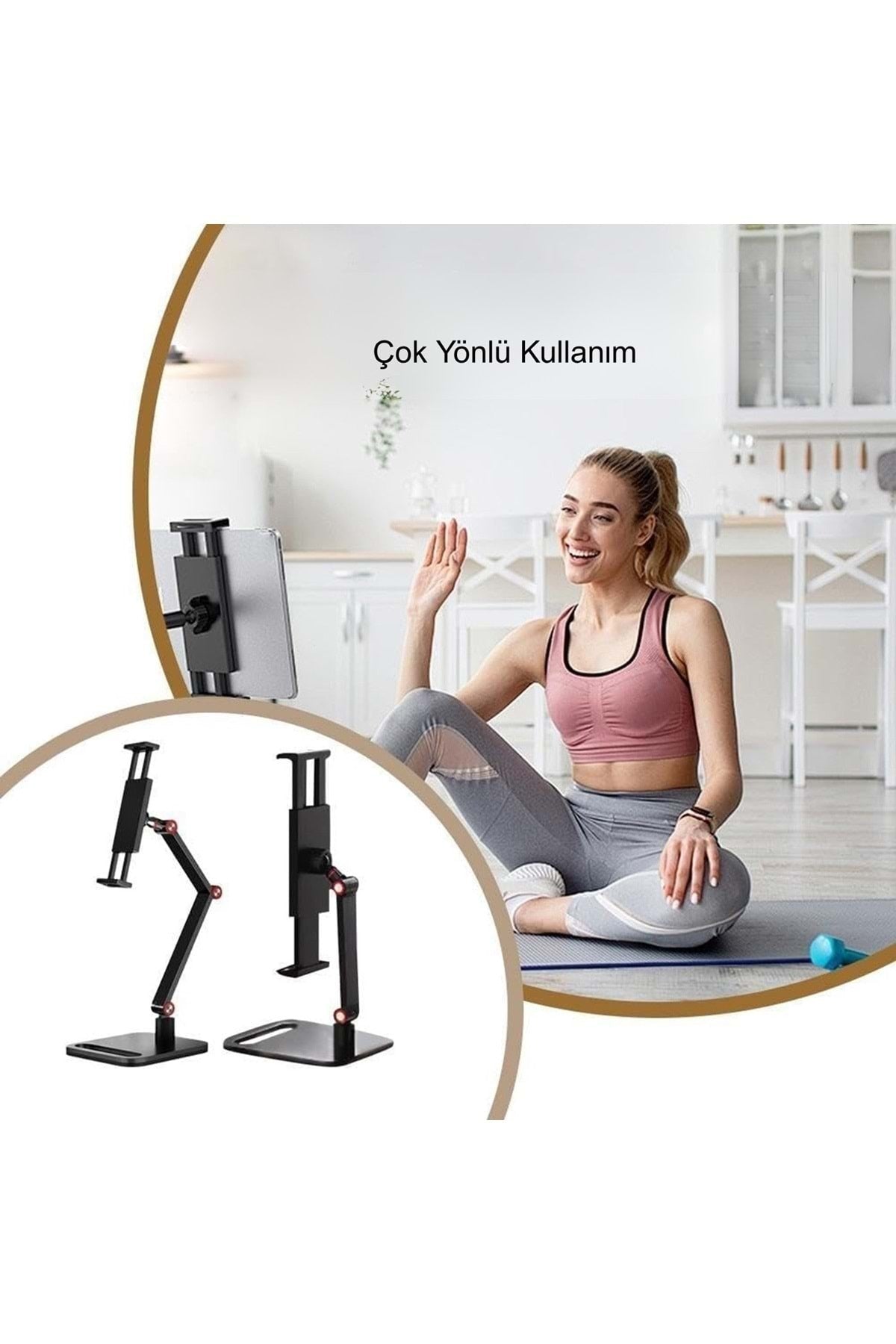 TriLine Monitör Tablet iPad Telefon Tutucu 12-16 İnç Universal Metal 360° Derece Döner Stand - Görsel 7