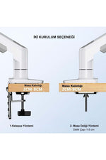 TriLine NB F80-XE Beyaz 17-30" Amortisörlü 2-9Kg Ergonomik Monitör Tutucu Vesa Monitör Standı - Görsel 5