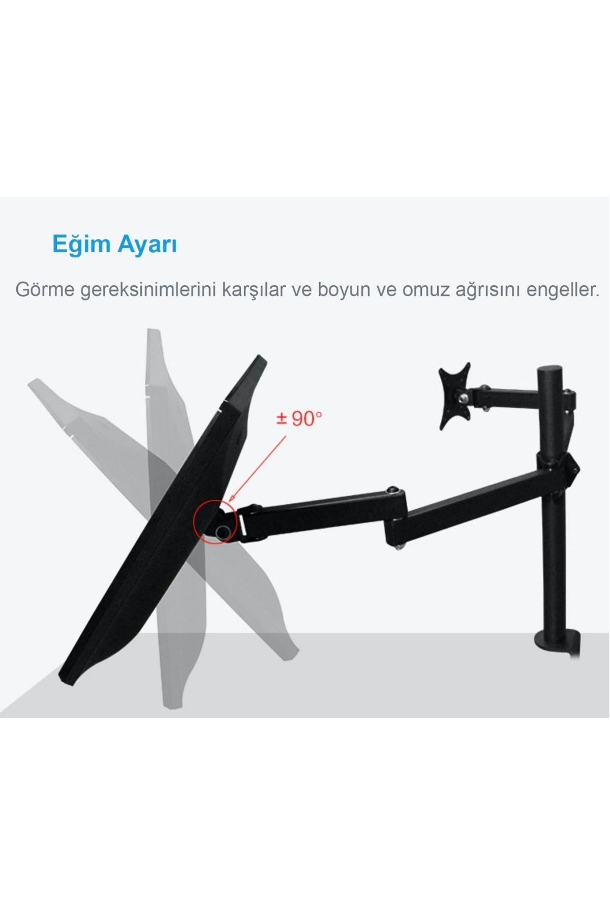 TriLine Lcd Monıtör 2li Led Tv Full Hareketli Çelik Masa Tutucu - Görsel 3