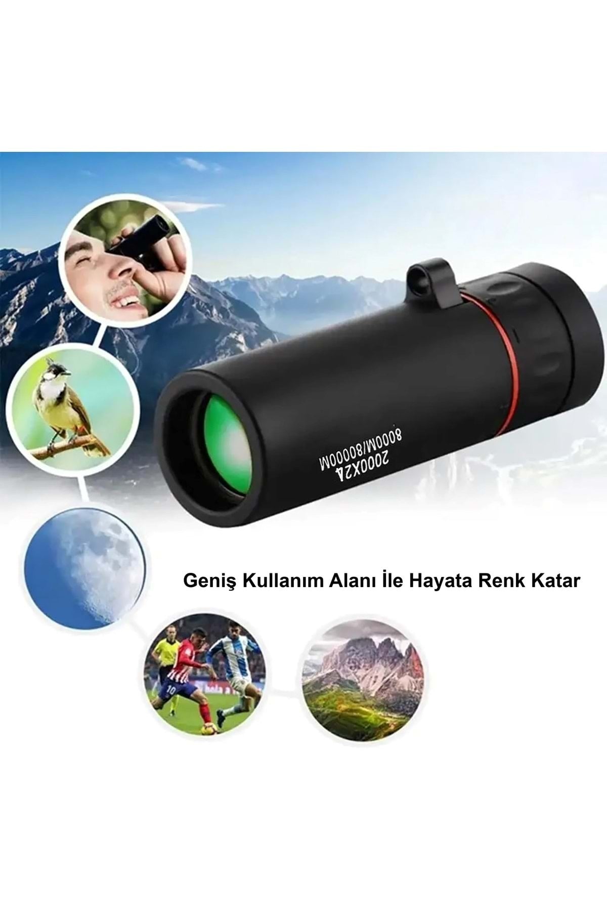 TriLine 2000x24 Zoom Monoküler Mini Taşınabilir HD Dürbün Su Geçirmez Tripod Telefon Tutacağı - Görsel 4