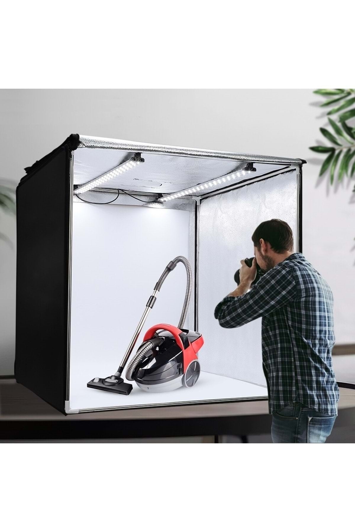 TriLine 80x80cm Profesyonel Stüdyo Led Işıklı Ürün Fotoğraf Çekim Çadırı