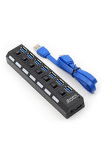 TriLine 7 Port Usb Hub Çoklayıcı Usb 3.0 On Off Tuşlu - Görsel 2