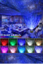 TriLine Yıldızlı Bluetooth Hoparlör Tavan Projektör-galaksi Lazer Işık Ve Led Disko Topu Parti Gece Lambası - Görsel 5
