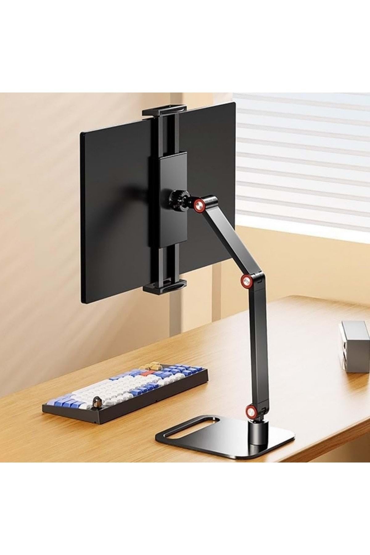TriLine Monitör Tablet iPad Telefon Tutucu 12-16 İnç Universal Metal 360° Derece Döner Stand