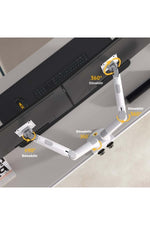 TriLine NB F160 Beyaz 17-27" Çift Kol Monitör Tutucu 2-9 kg Amostisörlü Vesa Monitör Standı - Görsel 3