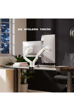 TriLine NB F160 Beyaz 17-27" Çift Kol Monitör Tutucu 2-9 kg Amostisörlü Vesa Monitör Standı - Görsel 7