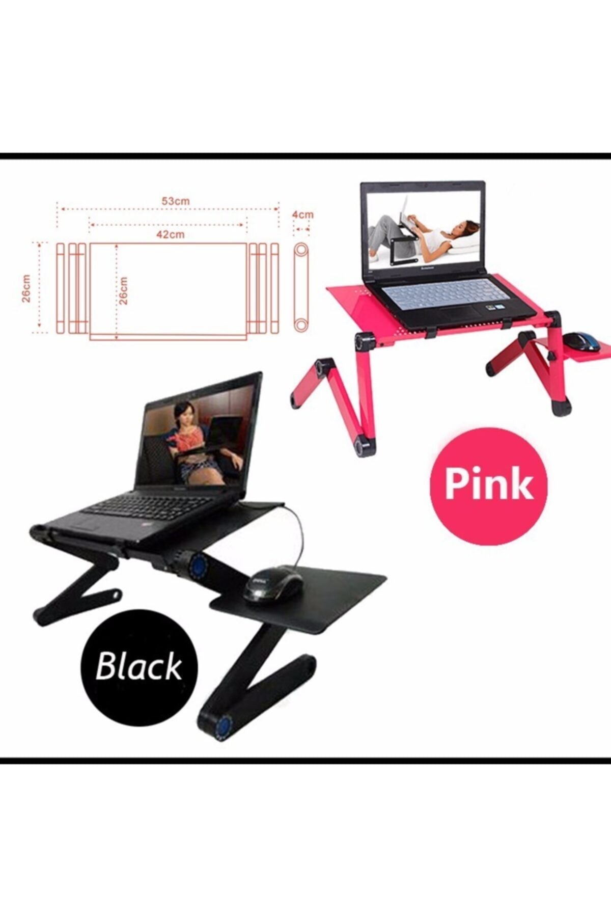 TriLine Fonksiyonel Portatif Katlanabilir Siyah Mouse Padli Çift Fanlı Laptop Sehpası - Görsel 2