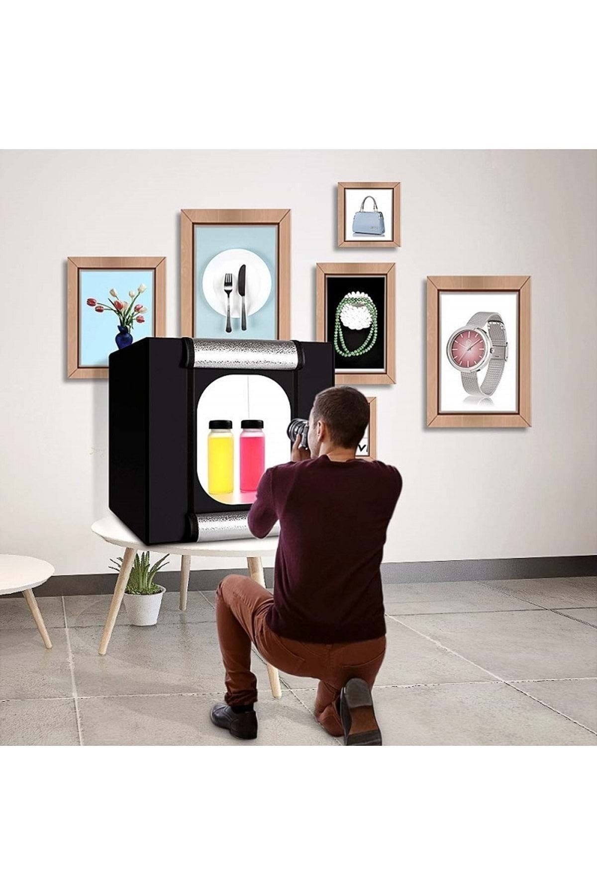 TriLine 60x60cm Profesyonel Stüdyo Led Işıklı Ürün Fotoğraf Çadırı - Görsel 2