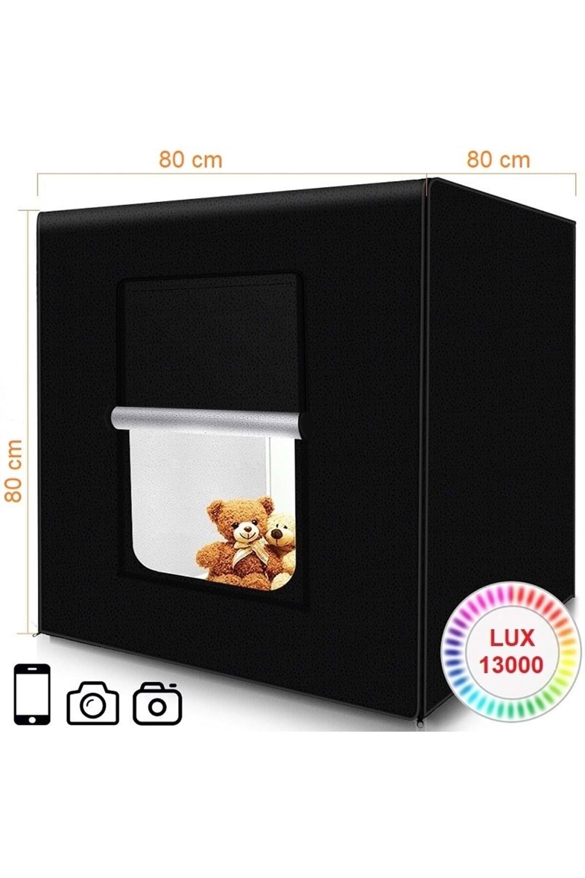 TriLine 80x80cm Profesyonel Stüdyo Led Işıklı Ürün Fotoğraf Çekim Çadırı - Görsel 2