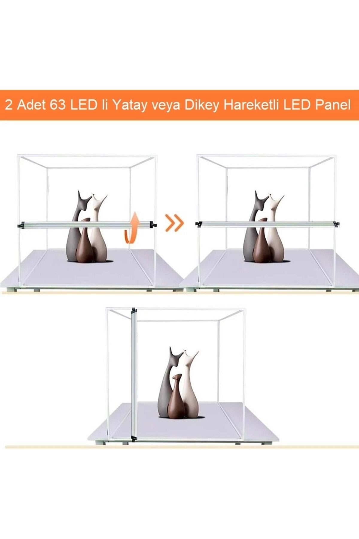 TriLine 80x80cm Profesyonel Stüdyo Led Işıklı Ürün Fotoğraf Çekim Çadırı - Görsel 4
