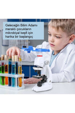 TriLine 1200x Mobil Uyumlu Eğitici Mikroskop Seti Led Işıklı 12 Adet Biyolojik Örnek Hediye - Görsel 4