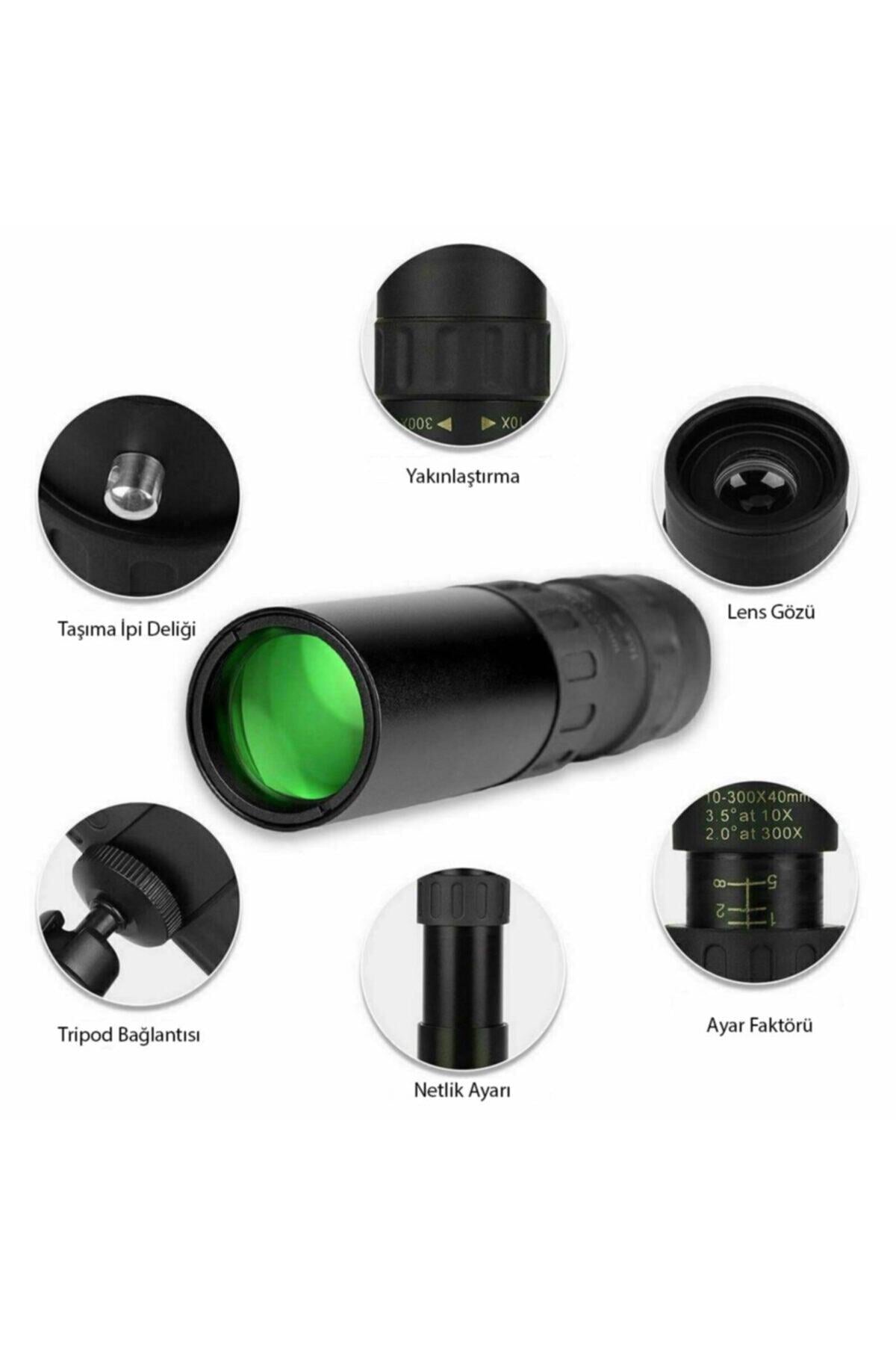 TriLine 10-300x40mm Zoom Monoküler Teleskop Taşınabilir Su Geçirmez Dürbün - Görsel 5