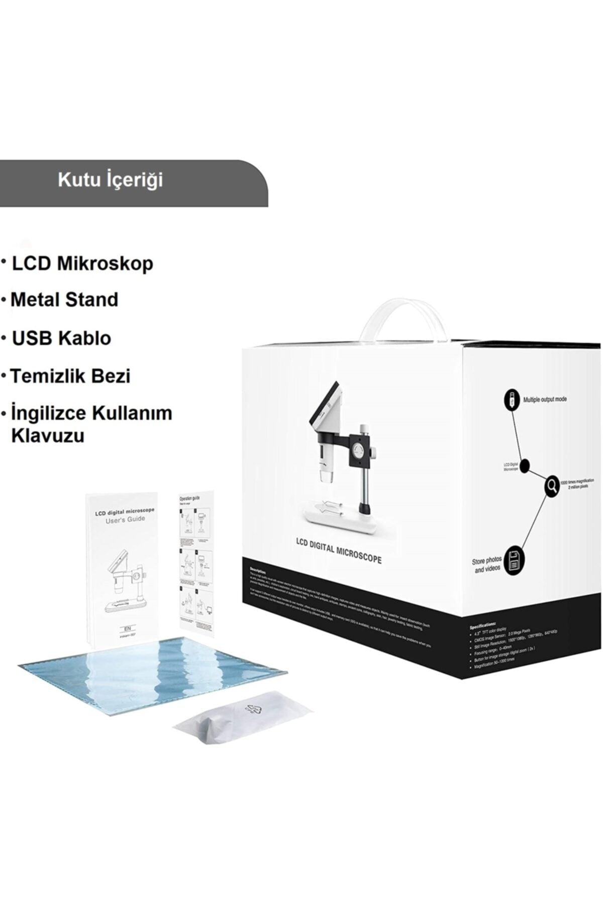 TriLine 1000x Dijital 1080p 4.3 Inç Lcd Ekranlı Usb Hd Mikroskop - Görsel 6