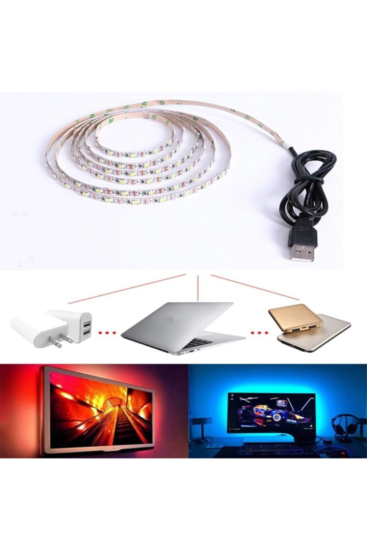 TriLine Tv Arkası 5 Metre Rgb Led Şerit Işık- 16 Renk, Uzaktan Kumandalı, Dimmer Ayarlı Silikonlu - Görsel 6