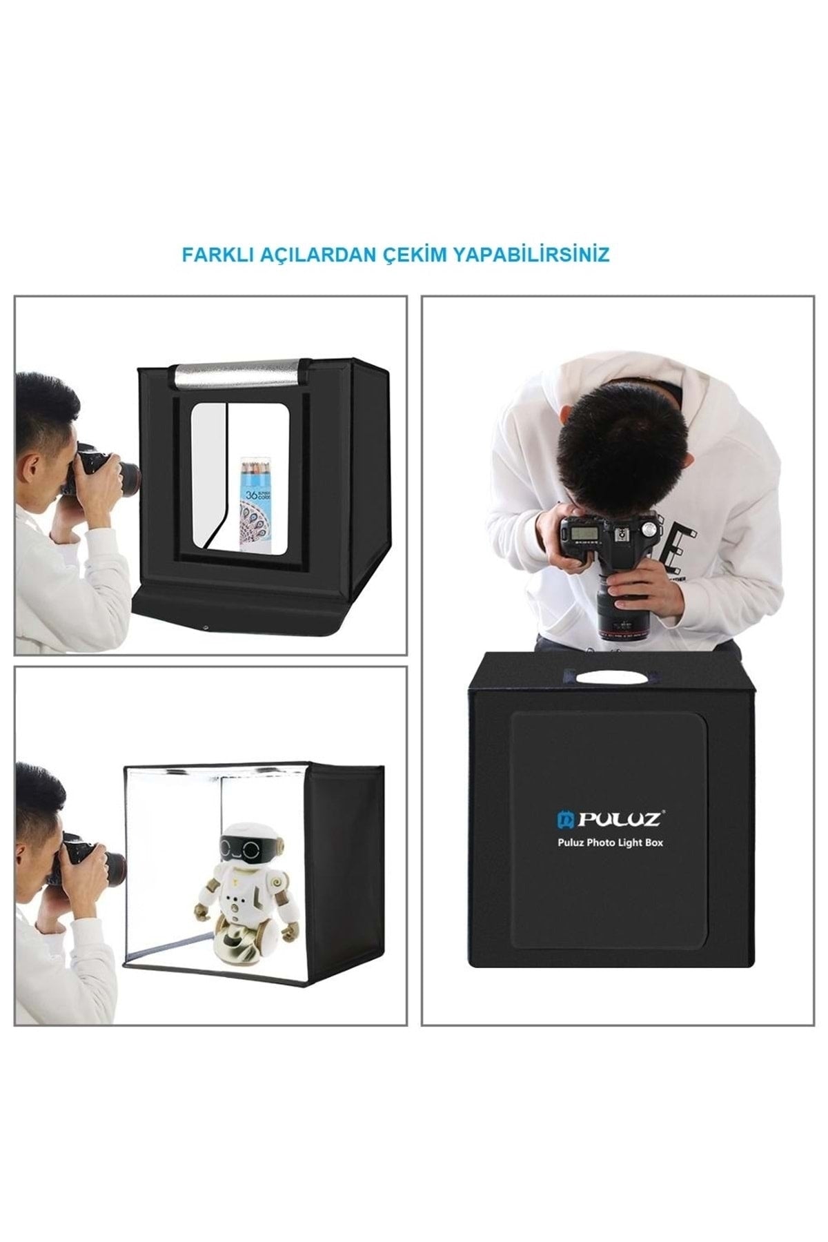 TriLine Puluz Pro 2x32 Led Işıklı 40x40cm Fotoğraf Çekim Çadırı - Görsel 7