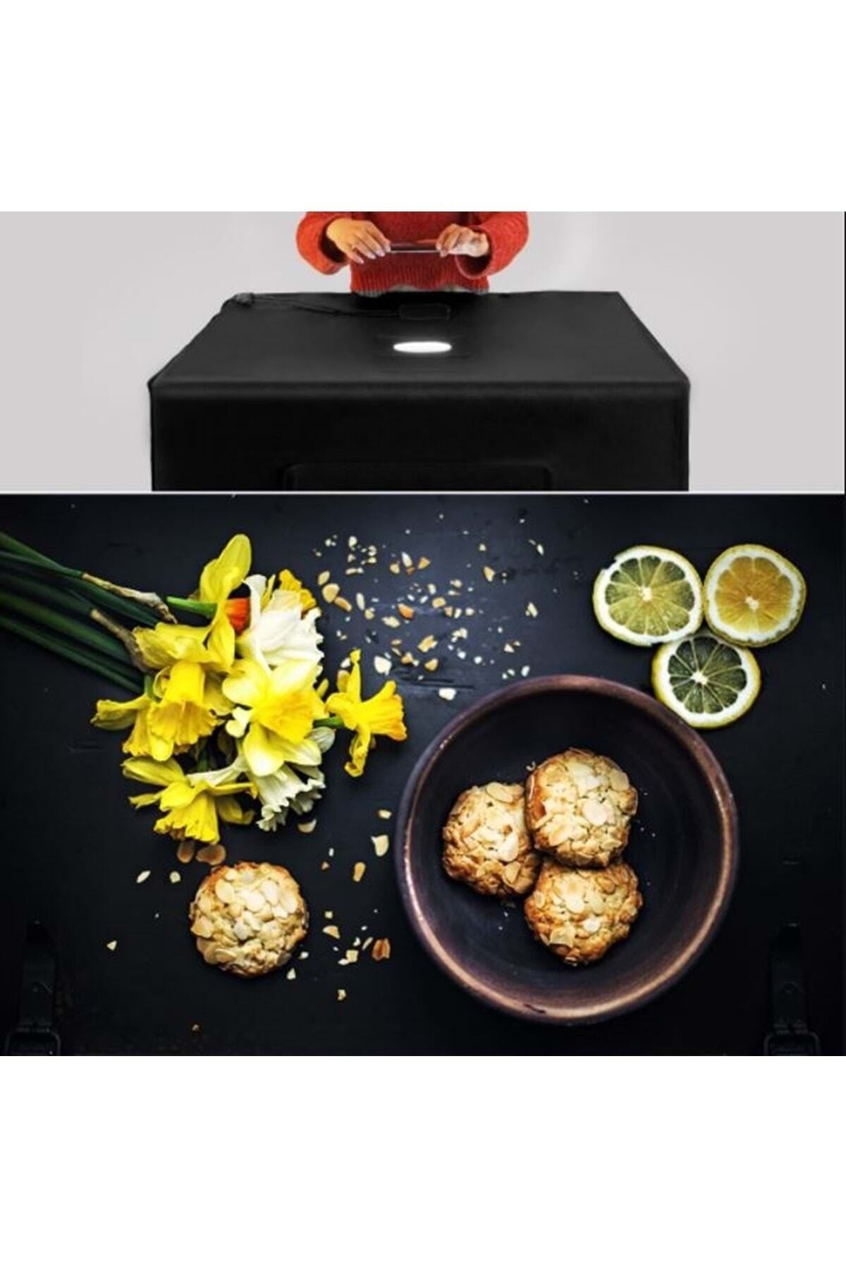 TriLine 80x80cm Profesyonel Stüdyo Led Işıklı Ürün Fotoğraf Çekim Çadırı - Görsel 7