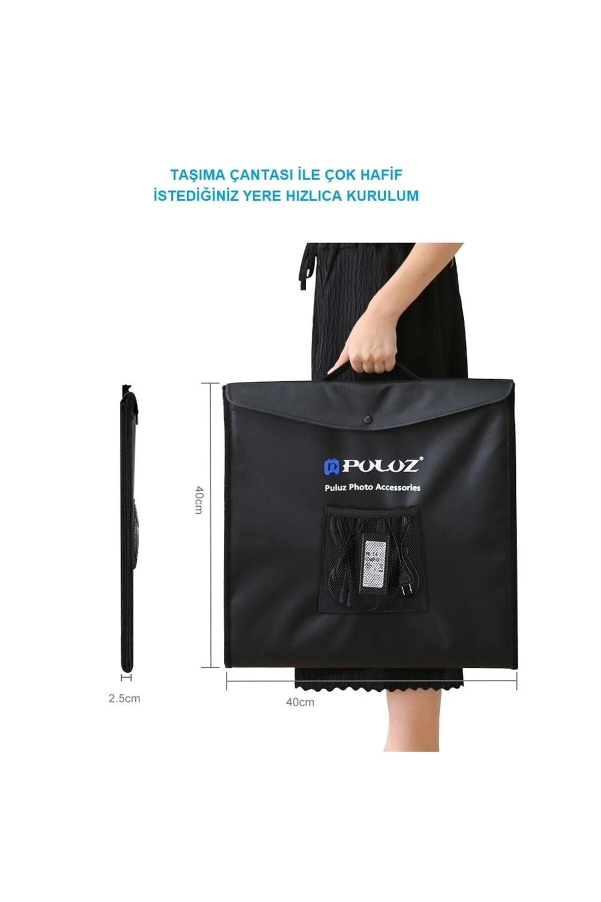 TriLine Puluz Pro 2x32 Led Işıklı 40x40cm Fotoğraf Çekim Çadırı - Görsel 8