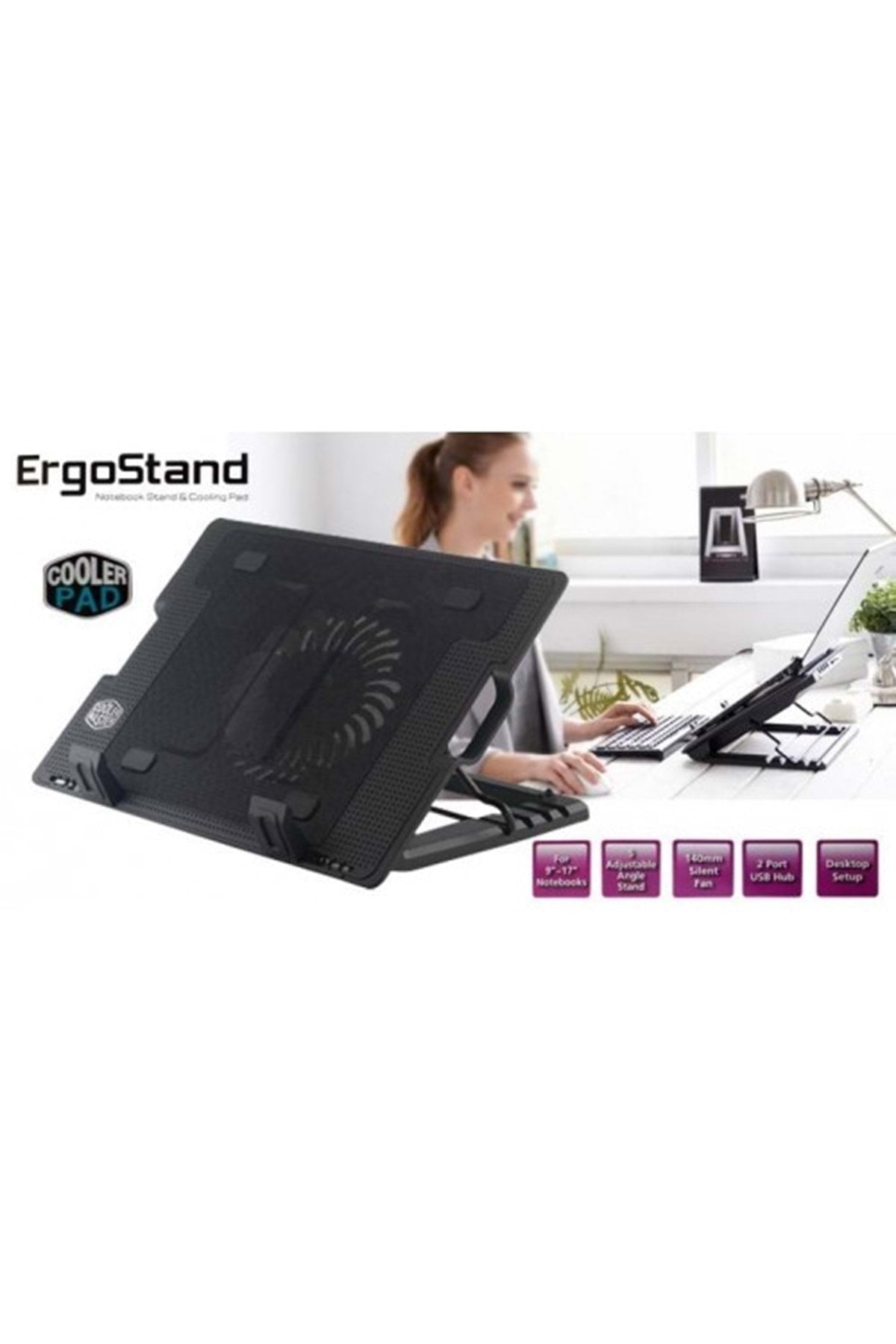TriLine Işıklı Notebook Soğutucu Fan 5 Kademeli Stand - Görsel 8